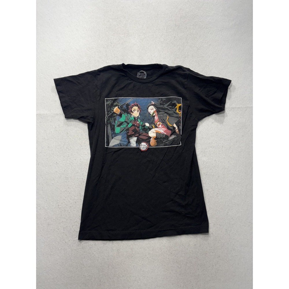 Demon Slayer Shirt Mens Small Black Tanjiro Nezuko Graphic Tee Anime Show